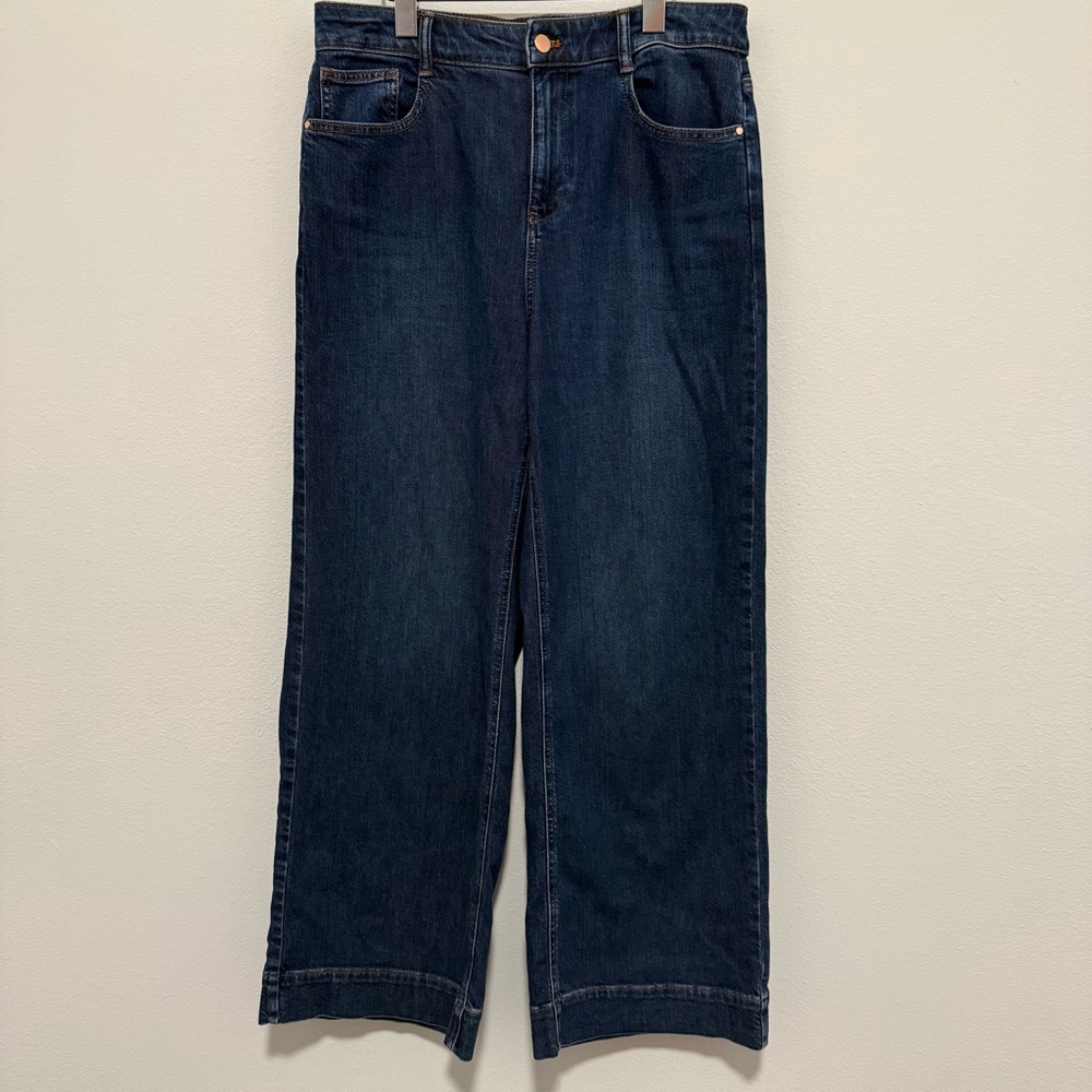 Talbots Trouser Jean Wide Leg High Waist Medium Wash Stretch Size 10 - Picture 3 of 9